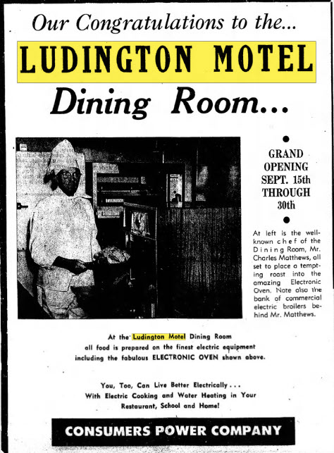 Ludington Motel - Sept 1958 Ad (newer photo)